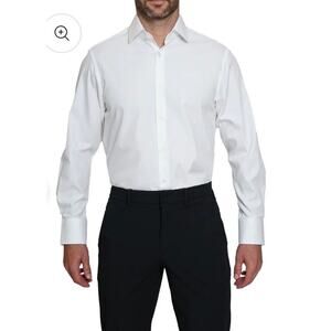 Stacy Adams White Herringbone Mens Dress Shirt Medium 15-15.5 neck 32/33 sleeve